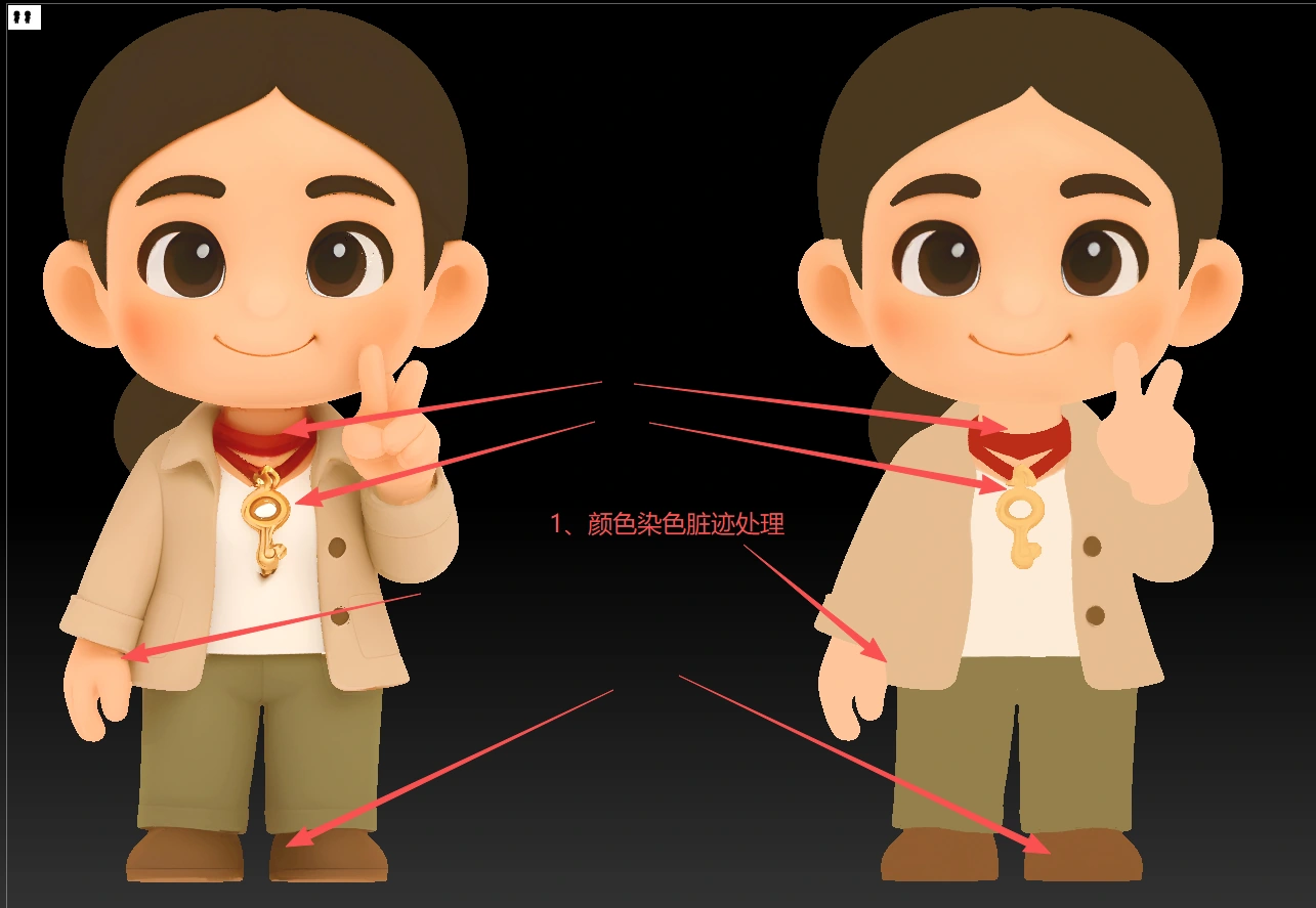 Original colored girl model before texture cleanup