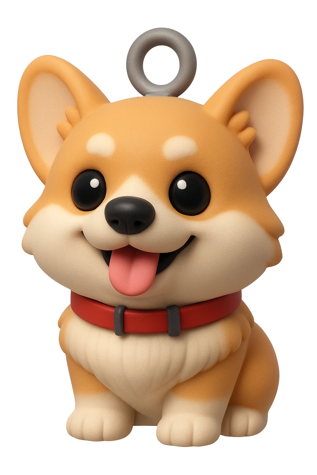 Cartoon corgi charm with a loop printed above its head